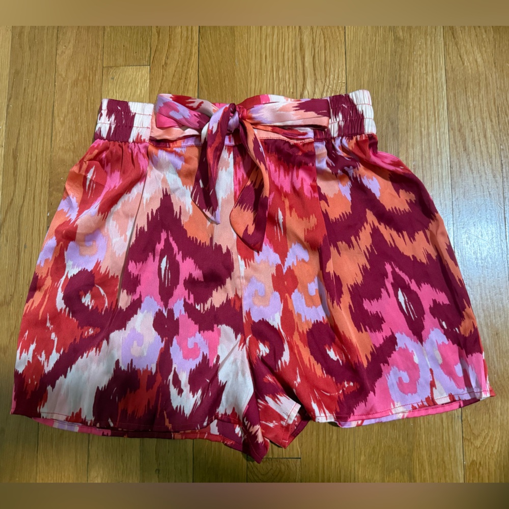 Bar III Women's High Waist Shorts - Red and Pink